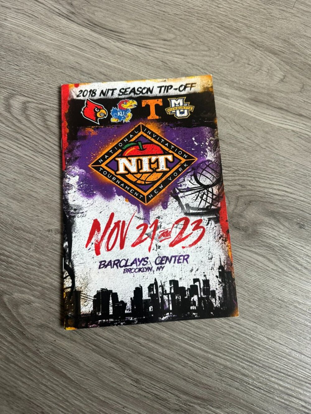 2018 NIT Basketball Season Tip-Off Tournament Game Program Kansas Tennessee Loui